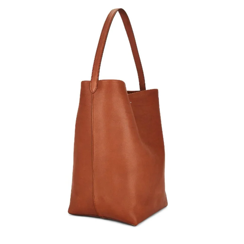 The Row Large N/S Park Tote Bag in Saddle Leather
